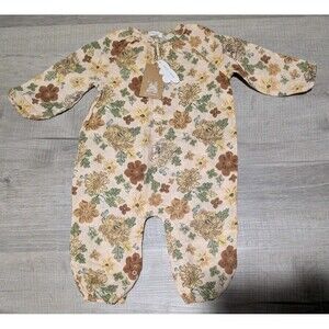 Angel Dear Floral Romper Girls Baby Size 12-18 Months Brown NWT New